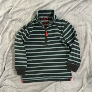 Mini Bolden Kids Striped Quarter-Zip Sweatshirt - Navy and Gray